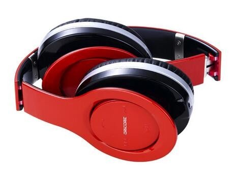 Red Four Channels Wireless Foldable Bluetooth Headphones With Line In