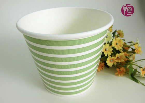 China Green Cross Stripe Flower Paper Pot For Plant , Paper mache flower pot supplier