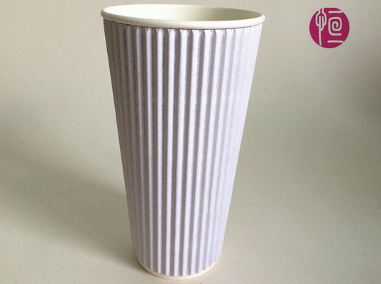 China 24 oz Ripple Paper Cups with Sip / Flat Lid , Printed Paper Coffee Cups supplier