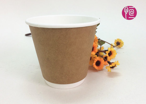 China 90mm Disposable Double Wall Paper Cups With Coffee / Kraft Paper supplier