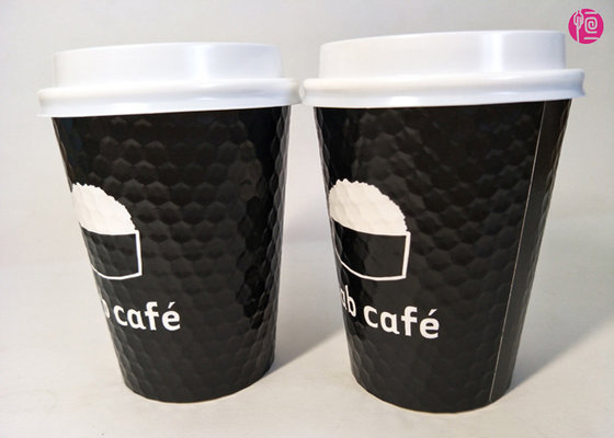 China 12oz Glossy Printed Insulated Two Layer Double Wall Hot Drink Paper Cups Diamond Shaped supplier