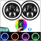 Phone Control Bluetooth jeep wrangler headlight RGB Color Halo Ring,7inch led headlight 7" DRL For Jeep wrangler tj/cj
