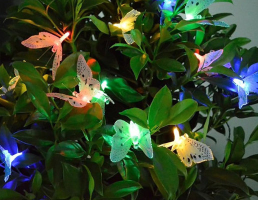 Solar Fiber Optic Butterfly Outdoor Garden Patio String Lights Christmas gift color changing LED