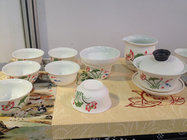 Snow glaze enamel ceramic glaze porcelain enamel lotus style tea sets pots