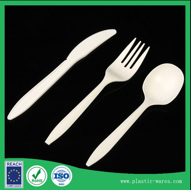 Healthy and Eco-friendly corn starch biodegradable disposable dinner knife, spoon, fork