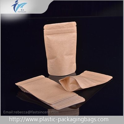 China Kraft Paper Stand up Zipper Bags for Tea , Self Standing Paper Bags with  supplier