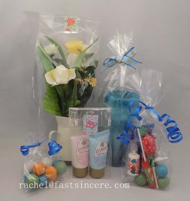 China CLEAR CELLO GIFT, PARTY, DISPLAY, SWEET CPP PLASTIC BAGS WITH GUSSET VARIOUS SIZES supplier