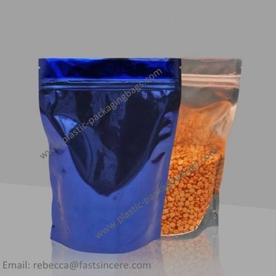 China Food  Stand Up Pouches Transparent Window Front Reusable supplier
