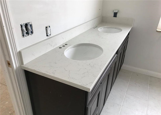 China Kitchen Engineered Stone Vanity Tops Double Sink For Apartment Renovation supplier