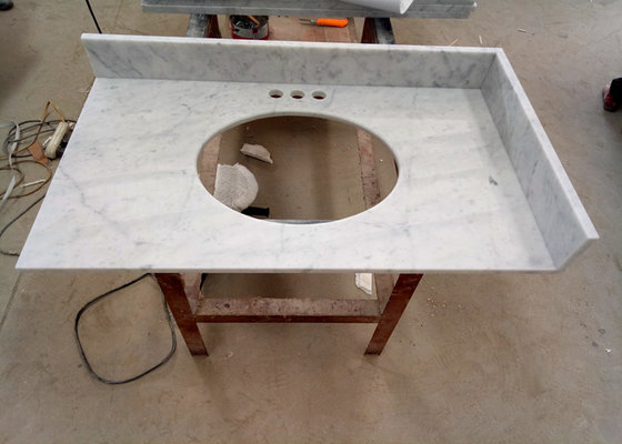 China 22 Inch Prefab Vanity Tops / White Carrera Marble Countertops Durable For Home supplier