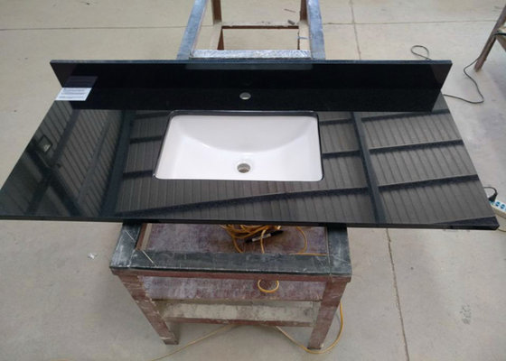 China Black Commercial Bathroom Countertops Durable With Squared Sink supplier