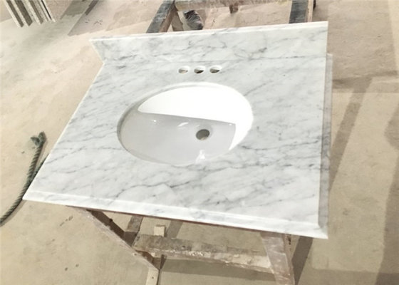 China Carrara White Marble Prefab Vanity Tops 22&quot; X 36&quot; With Oval / Rectangle Sink cutout supplier