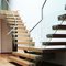 Wood Tread Invisible Stringer Floating Stairs With Steel Beam Wood Tread Invisible Stringer Floating Stairs