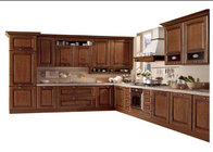 Ancient Solid Wood Kitchen Cabinets , Hanging Kitchen Wall Cabinets With Quartz Stone Countertop
