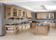 Apartment Solid Wood Kitchen Cabinets Traditional Design With Blum Soft Closing Hinges