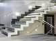 Modern design clear glass double side stringer straight staircase