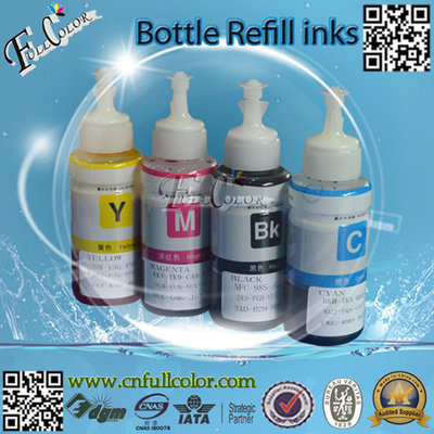 China 70ML CISS Refilling UV &amp; Dye Based Ink Epson L100 L200 L300 L350 L550 L800 L801 Printer Refill Ink With ID Code supplier