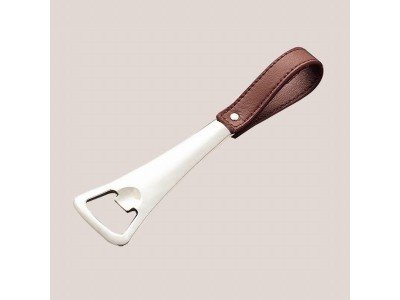 China Steel Iron Beer Bottle Opener with leather Strap Material:Stainl,Cool stamped stainless steel blank dog tag real leather supplier