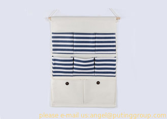 Puting hanging storage bag pockets organizer door wall chest holder customizable blue red stripe cotton