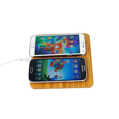 Double use charging 2 phone at same time wooden dual QI wireless charger