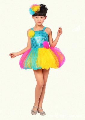 China Children's colorful lanterns of the girls sequins bitter fleabane  stage performance dress supplier