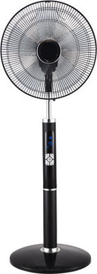 China LED display 16inch figure 8 oscillating movement stand fan black with remote control supplier