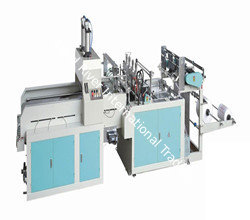 China Fully automatic double line T-shirt type Plastic bag making machine supplier