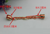 ODM / OEM good quality zinc alloy light gold handbag metal tassel cord end caps with chain