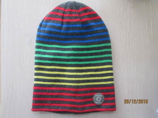 China Acrylic knitted hat with jacquard technology--reversible hat supplier