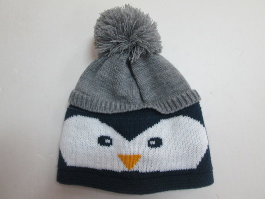 China Penguin acrylic hat for HEMA--jacquard Hat with fleece lining--Hat for children supplier