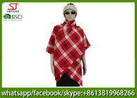 Woven plaid tassel poncho 239g140*140cm100%Acrylic best price high quality direct factory supply BSCI keep warm