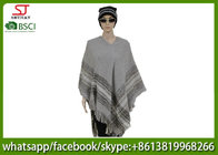 450g 165*120cm100%AcrylicWoven Quanquan Yarn Jacquard Tassel Poncho high quality factory  keep warm fashion scarf