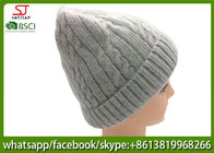 Chinese manufactuer ladies  winter knitting hat 45%cony hair 15%wool 40%Acrylic76g 20*20cm light grey keep warm