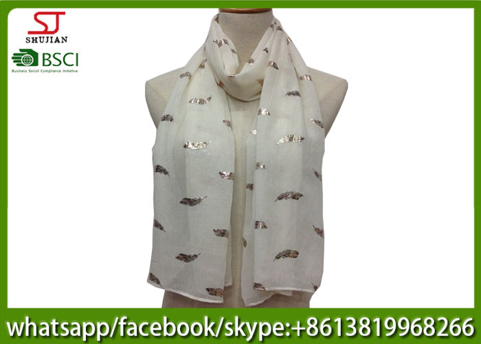 China supplier leaf print scarf 20%Cotton 80%Polyester 70*180cm shawl sun protection factory direct supply