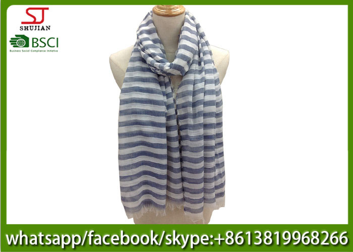China factory supply stripe lightweight yarn dyed fabric spring summer scarf 80*190cm100% Polyester keep fashion chiffon