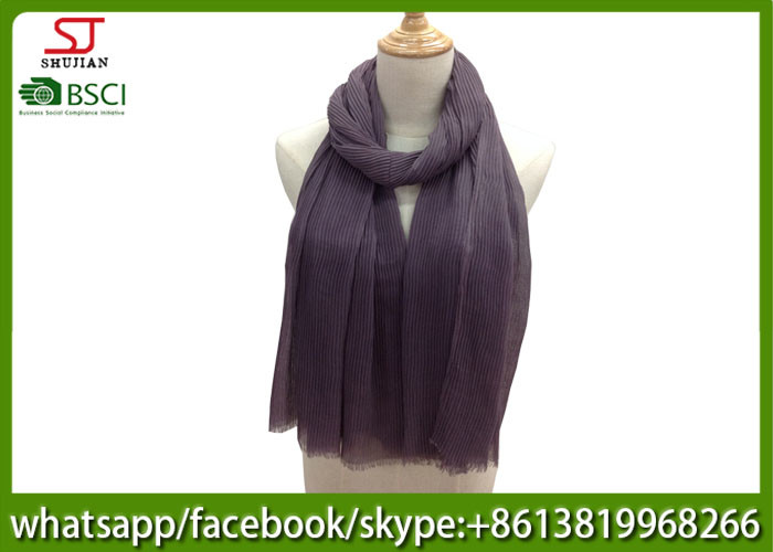 China factory direct supply purple wrinkle spring summer thin scarf 100*180cm 100% Polyester pashmina keep fashion