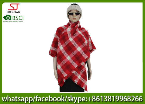 239g140*140cm100%Acrylic woven plaid poncho Hot sale high quality factory  keep warm jacquard fashion scarf