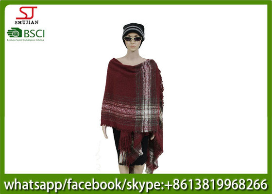 450g 165*120cm100%AcrylicWoven Quanquan Yarn Jacquard Tassel Poncho high quality factory  keep warm fashion scarf