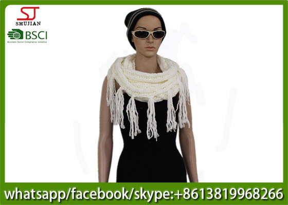 320g 80*25cm 100%Acrylic Knitting white snood scarf Hot sale  factory  keep warm fashion match clothes