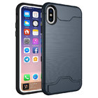China Factory Brushed Texture Protective Back Cover Case for iPhone X with Holder and Card Slot