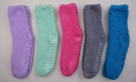 Wholesale Stock Polyester Soft Striped Anti-slip On Foot Warm Winter Apparel Hosiery Stockings Girls Socks