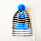Wholesale Fashion Acrylic colorful knitted  Stylish striped beanie hat with pompom for kids