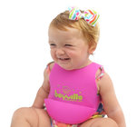 Free sample hot sel pinkl silicone baby bib with pocket cheap price