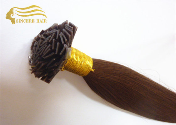China 20&quot; Dark Brown Pre Bonded Flat Tip Remy Human Hair Extensions 1.0 Gram / Strand For Sale supplier