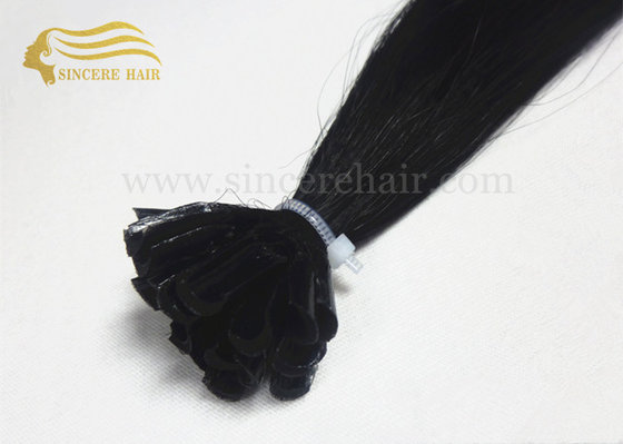 China 22&quot; Straight Hair Extensions - 22&quot; Black Italian Keratin Fusion U Tip Hair Extensions 1.0 G / Strand For Sale supplier