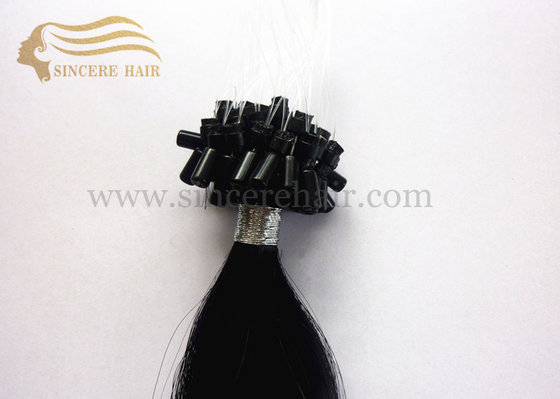 China 20&quot; Micro Ring Hair Extensions - 50 CM Jet Black Micro Ring Loop Hair Extensions 1.0 G / Strand For Sale supplier