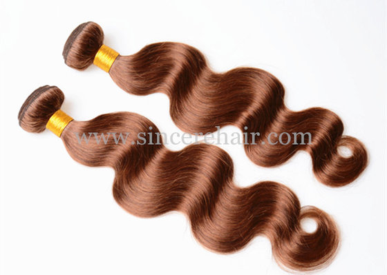 China Top Quality 55 CM Body Wave Light Brown Remy Human Hair Weft Extensions for sale supplier