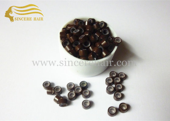 China Hair Extension Accessories Micro Links with Silicon For Sale, Brown Micro Ring for Stick Hair Extensions for Sale supplier
