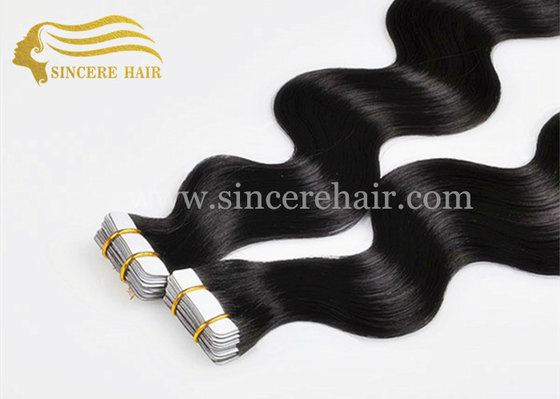 China 24&quot; Wave Hair Extensions Tape-In for sale - 60 CM Jet Black #1 Body Wave Tape Hair Extensions 2.5G Each Piece on Sale supplier