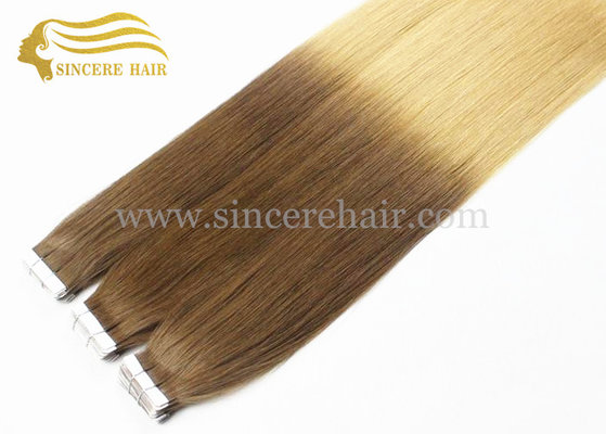 China Fashion Hair Products, 60 CM Ombre Blonde Straight Remy Double Drawn Tape In Hair Extension for sale supplier
